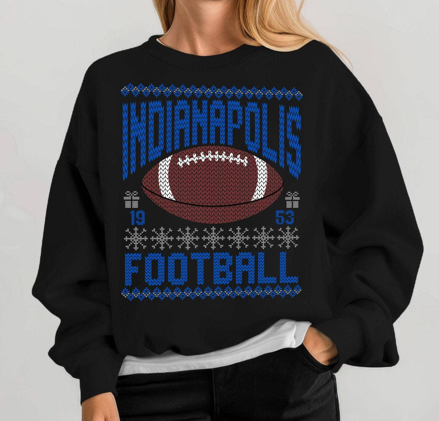 Indianapolis Football Christmas Sweatshirt - Retro Fan Gift Unisex T-shirt, Sweatshirt, Hoodie, Long Sleeve Tee - T-Shirt, Sweatshirt, Hoodie