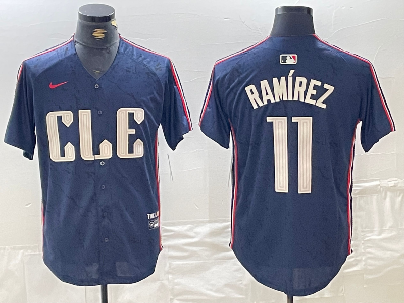 Men's Cleveland Guardians Jose Ramirez Navy 2024 City Connect Limited Jersey baseball jersey product view 1