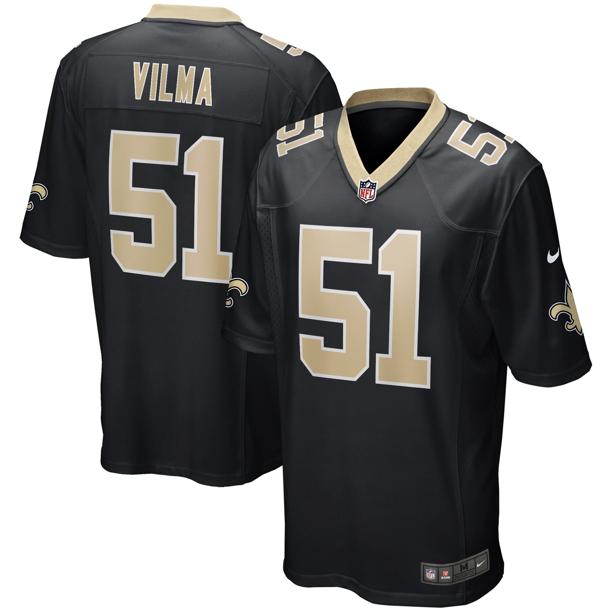 Jonathan Vilma New Orleans Saints Game Retired Jersey - Black football jersey product view 1