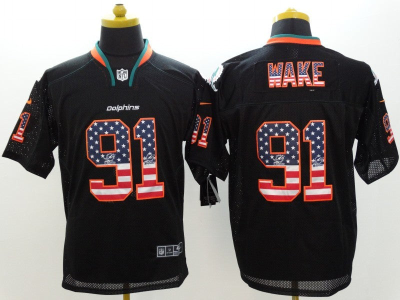 Men's Miami Dolphins Cameron Wake #91 Black Game Jersey1 football jersey product view 1