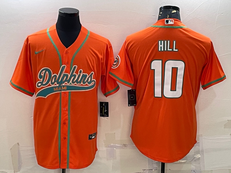 Men's Miami Dolphins Tyreek Hill Orange Game Jersey Joint Edition football jersey product view 1