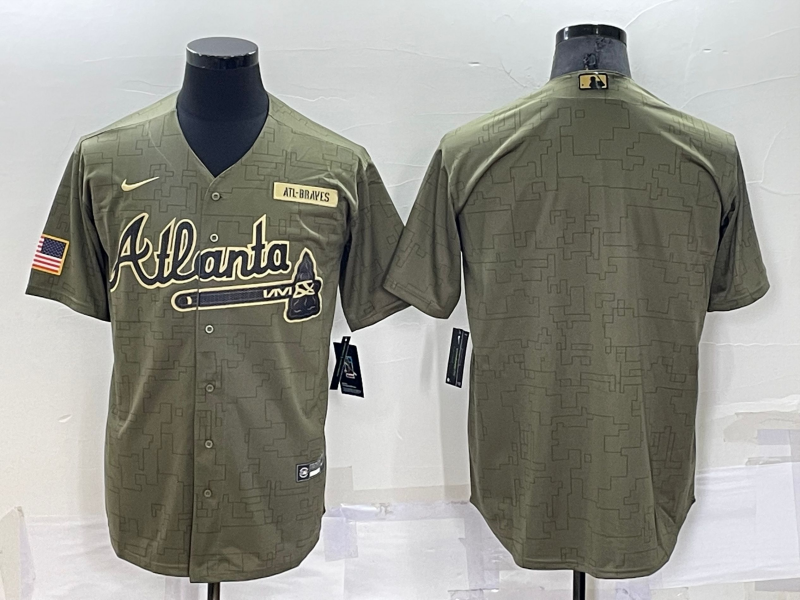 Men's Atlanta Braves Olive Salute To Service Limited Blank Jersey baseball jersey product view 1
