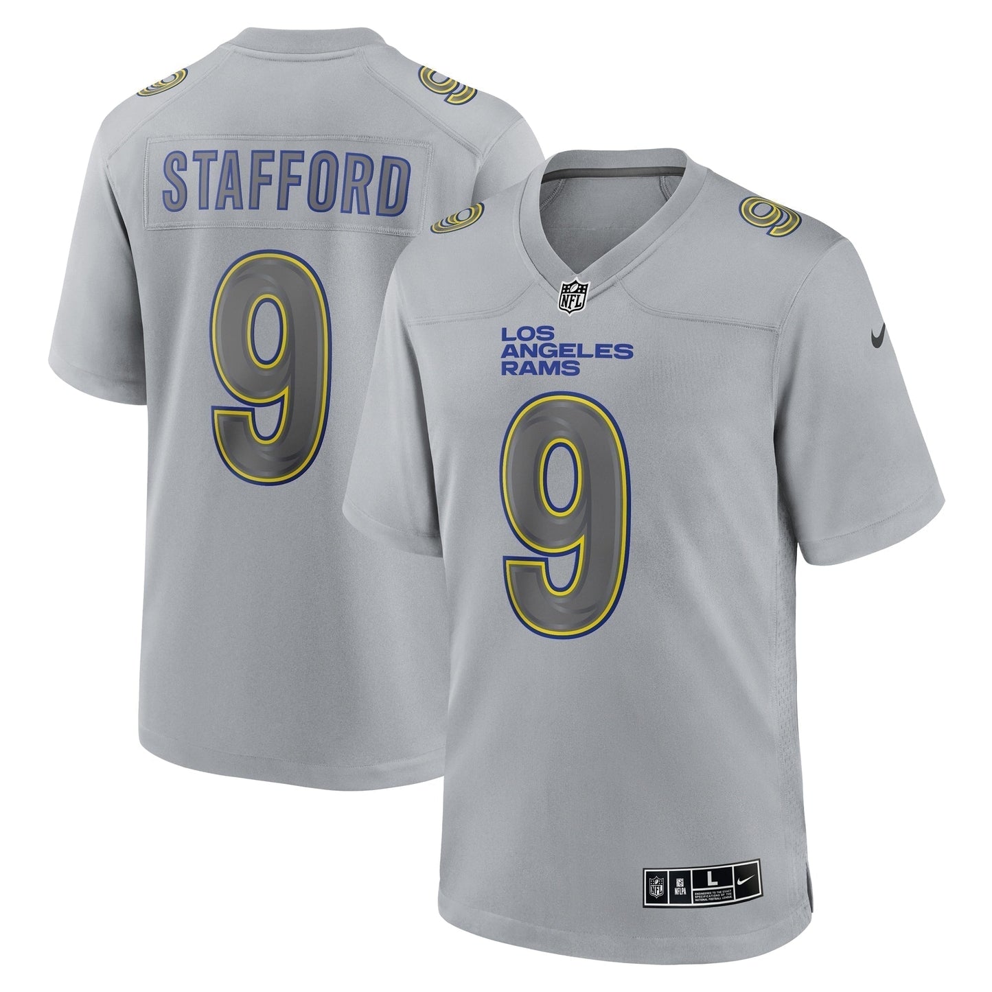 Matthew Stafford Los Angeles Rams Atmosphere Fashion Game Jersey - Gray football jersey product view 1
