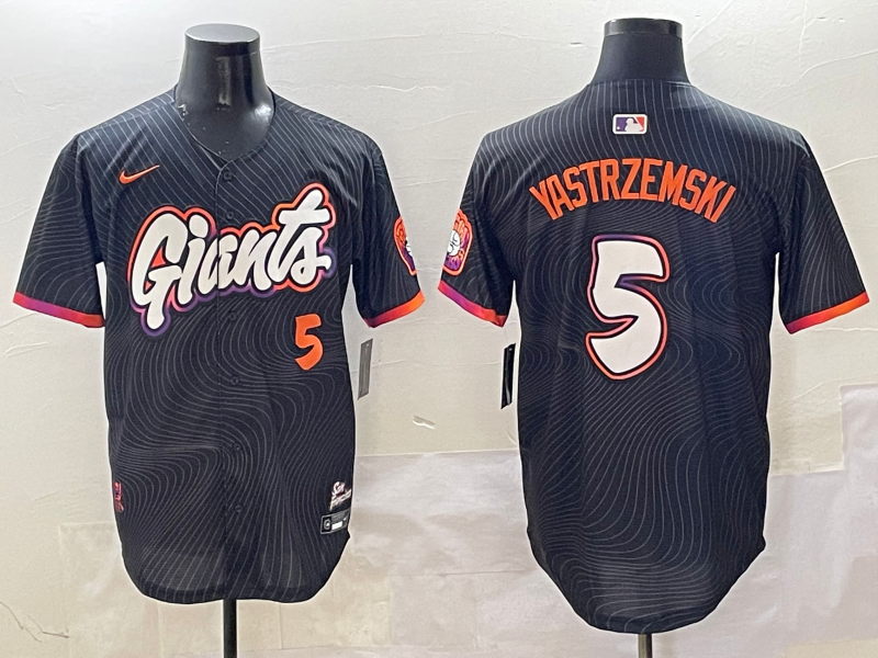 Men's San Francisco Giants Mike Yastrzemski #5 Black 2025 City Connect Limited Player Jersey baseball jersey product view 1