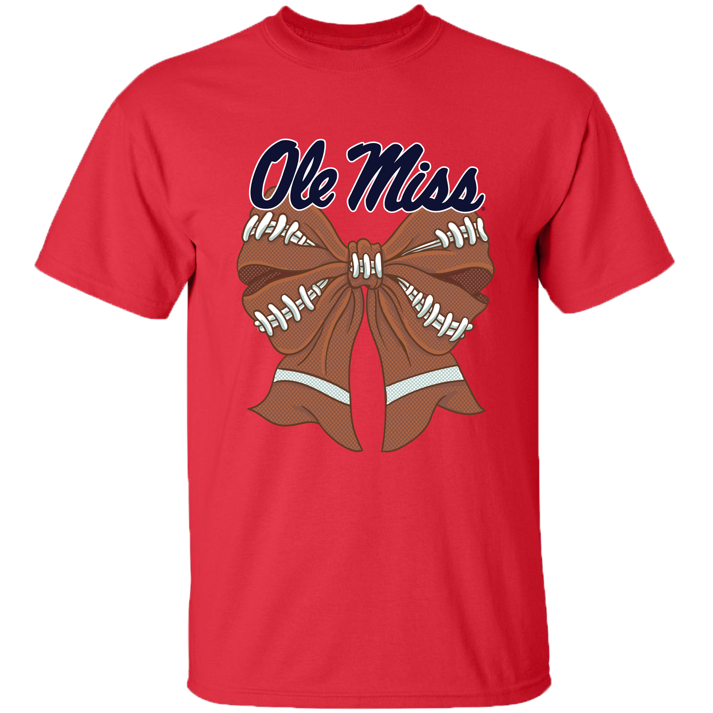 College- Ole Miss - 4 - Ole Miss Football Bow - Red Unisex T-shirt, Sweatshirt, Hoodie, Long Sleeve Tee - T-Shirt, Sweatshirt, Hoodie