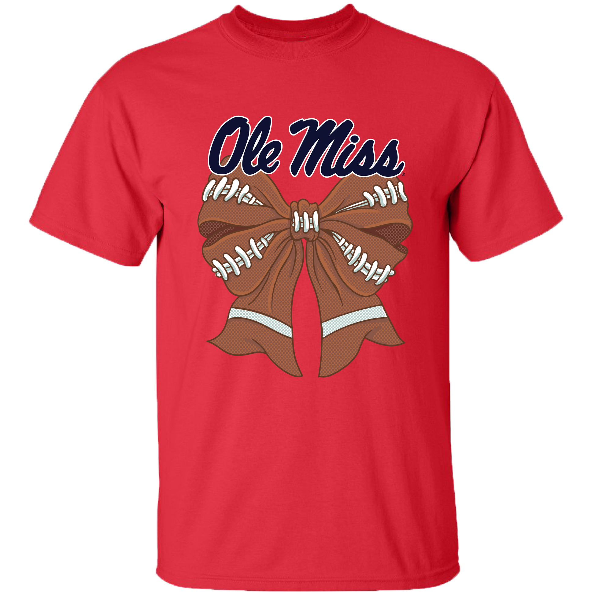 College- Ole Miss - 4 - Ole Miss Football Bow - Red Unisex T-shirt, Sweatshirt, Hoodie, Long Sleeve Tee - T-Shirt, Sweatshirt, Hoodie