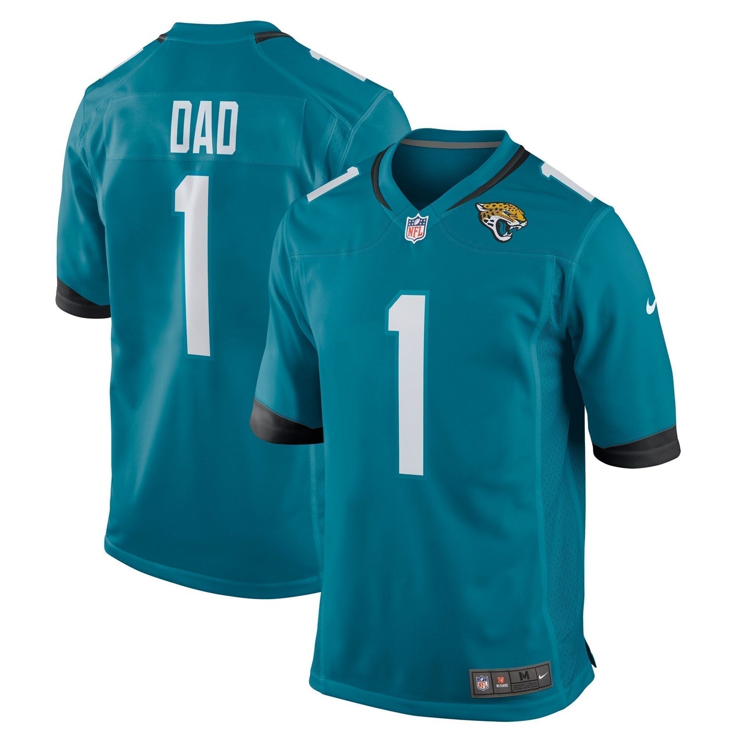 Number 1 Dad Jacksonville Jaguars Game Jersey - Teal football jersey product view 1