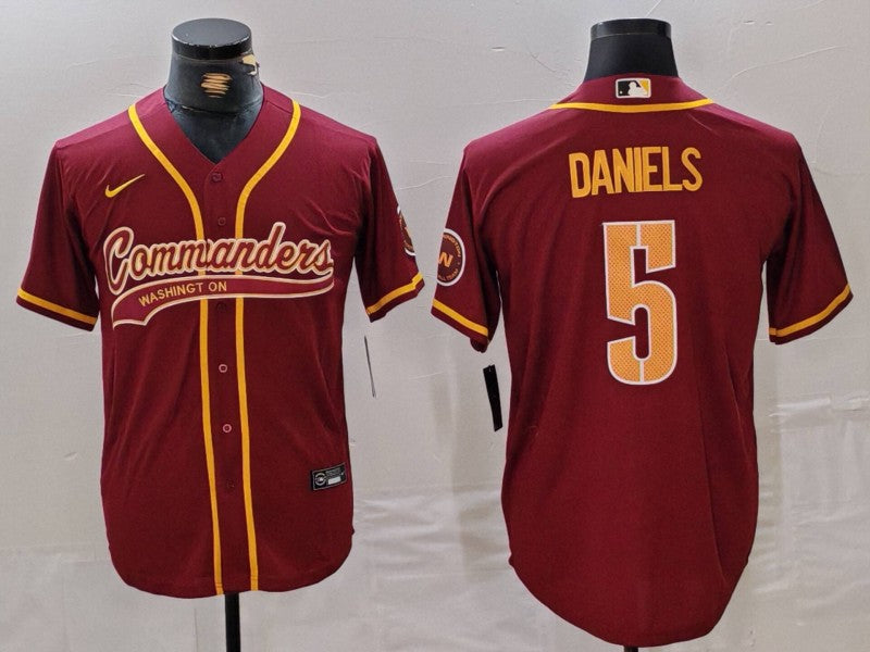 Men's Washington Commanders Jayden Daniels Burgundy Game Jersey football jersey product view 1