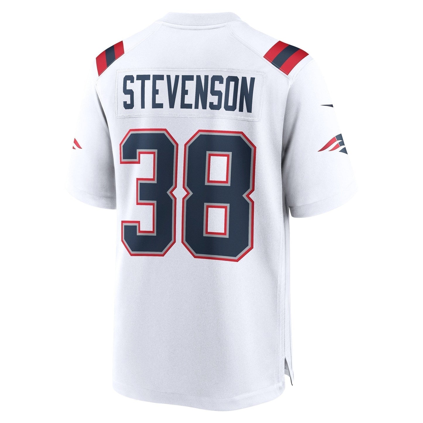 Rhamondre Stevenson New England Patriots Game Jersey - White football jersey product view 3