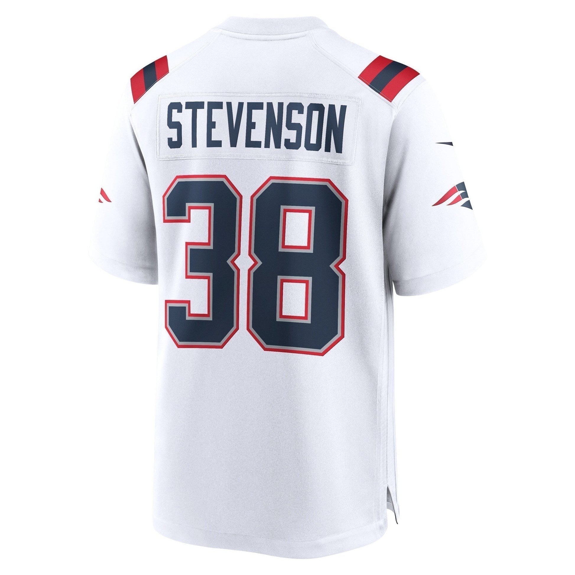 Rhamondre Stevenson New England Patriots Game Jersey - White football jersey product view 3