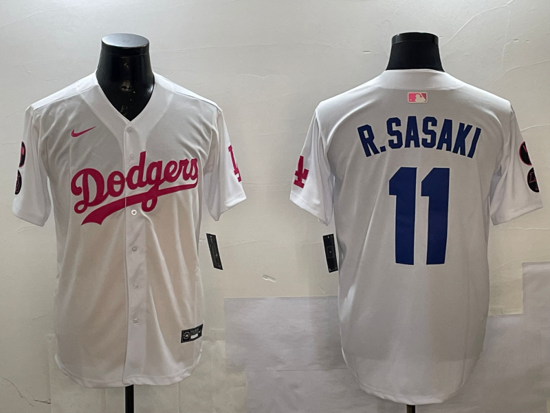 Men's Los Angeles Dodgers Roki Sasaki White Player Game Jersey baseball jersey product view 1