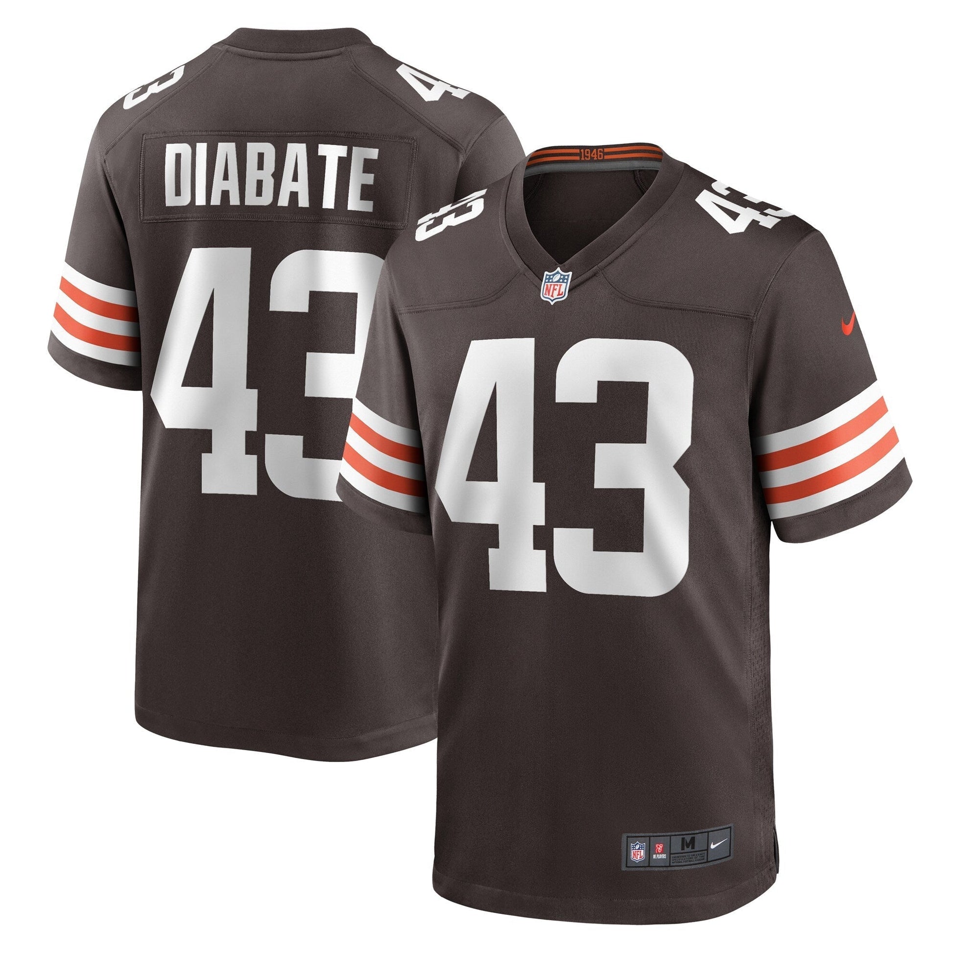 Mohamoud Diabate Cleveland Browns Team Game Jersey - Brown football jersey product view 1