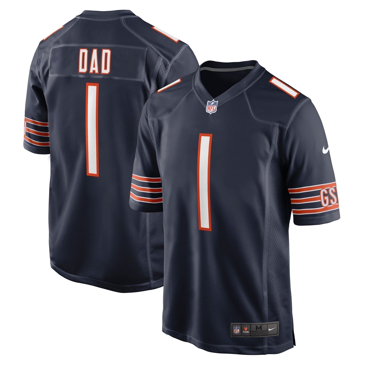 Number 1 Dad Chicago Bears Game Jersey - Navy football jersey product view 1
