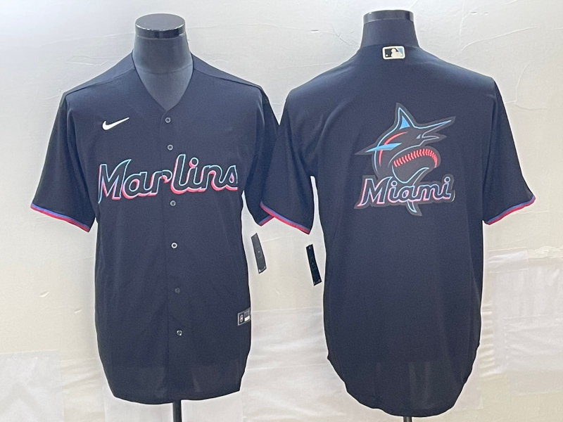 Men's Miami Marlins Black Alternate Replica Team Jersey baseball jersey product view 1