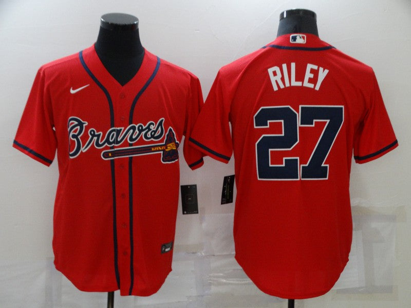 Men's Atlanta Braves Austin Riley Red Replica Player Jersey baseball jersey product view 1
