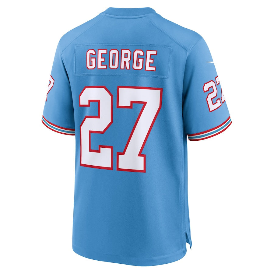 Men's Tennessee Titans Eddie George Light Blue Oilers Throwback Retired Player Game Jersey football jersey product view 3