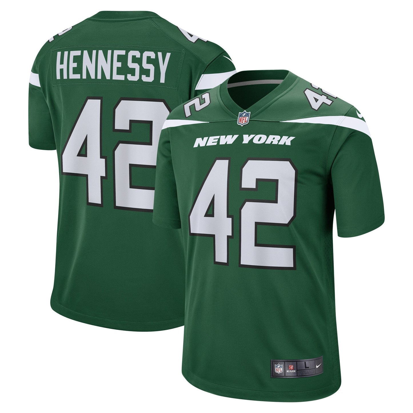 Thomas Hennessy New York Jets Game Jersey - Gotham Green football jersey product view 1