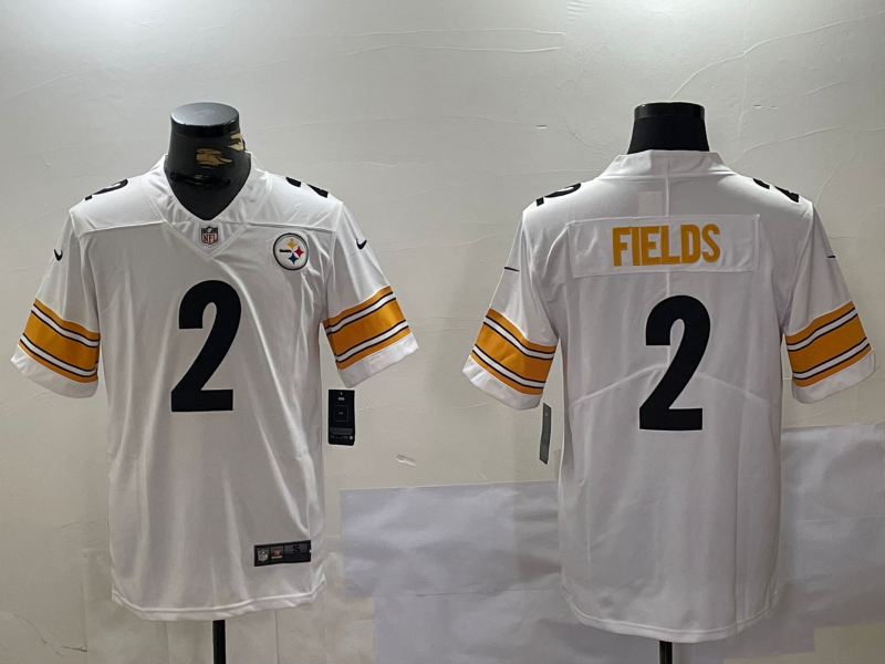 Men's Pittsburgh Steelers Justin Fields White Game Jersey football jersey product view 1