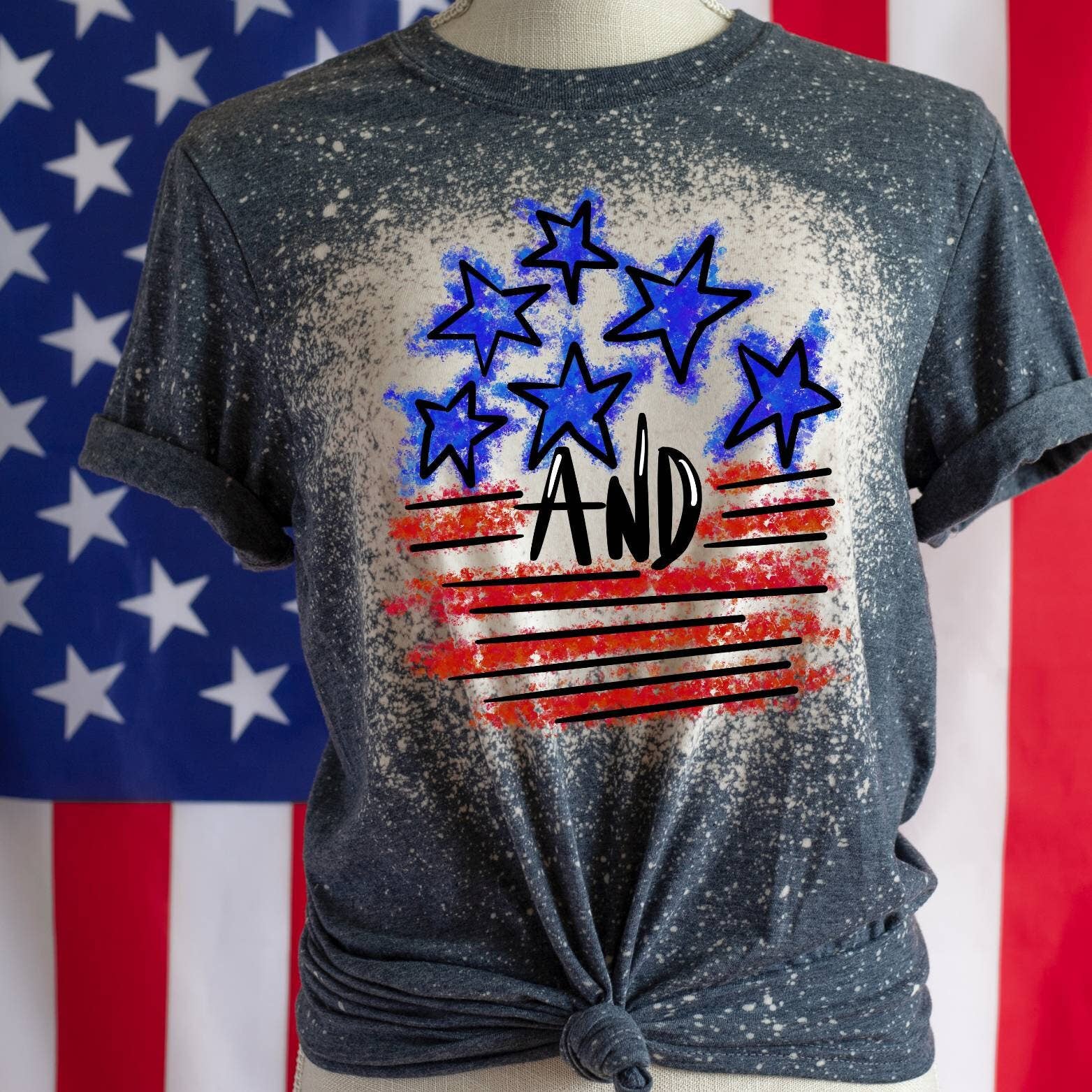 Stars and Stripes Bleached T-Shirt - Fourth of July Retro Te Unisex T-shirt, Sweatshirt, Hoodie, Long Sleeve Tee - T-Shirt, Sweatshirt, Hoodie