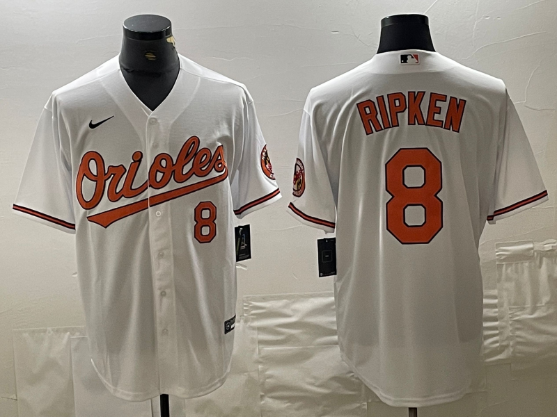 Men's Baltimore Orioles Cal Ripken Jr. #8 White Replica Baseball Jersey baseball jersey product view 1