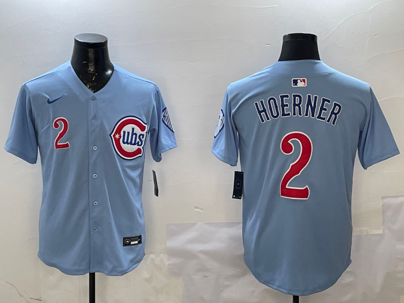 Men's Chicago Cubs Nico Hoerner Baby Blue 2nd Alternate Limited Player Jersey baseball jersey product view 1