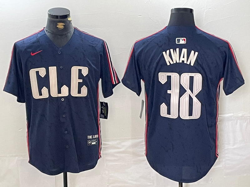 Men's Cleveland Guardians Steven Kwan #38 Navy 2024 City Connect Limited Jersey1 baseball jersey product view 1