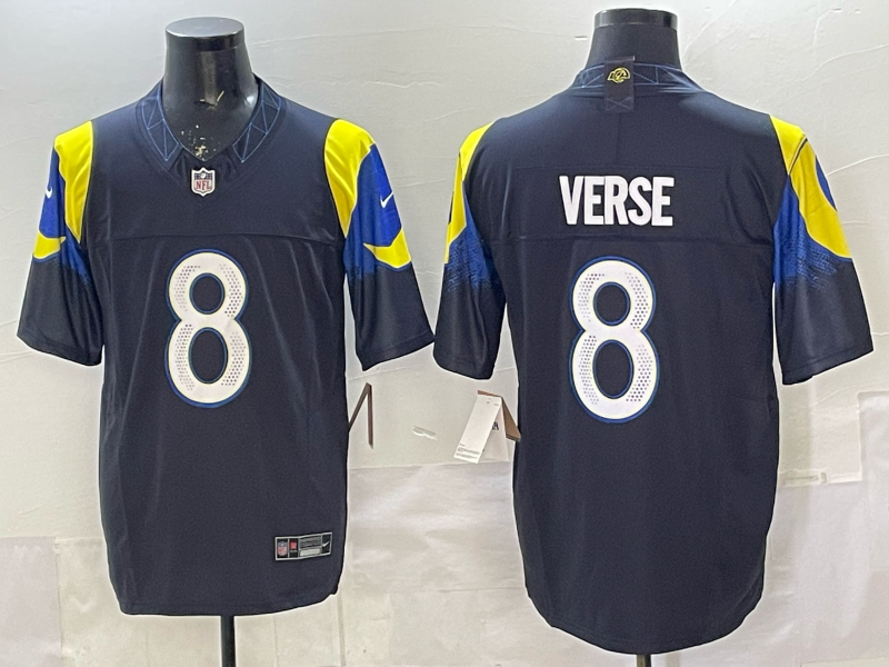 Men's Los Angeles Rams Jared Verse Midnight Blue 2025 Rivalries Collection Game Jersey football jersey product view 1