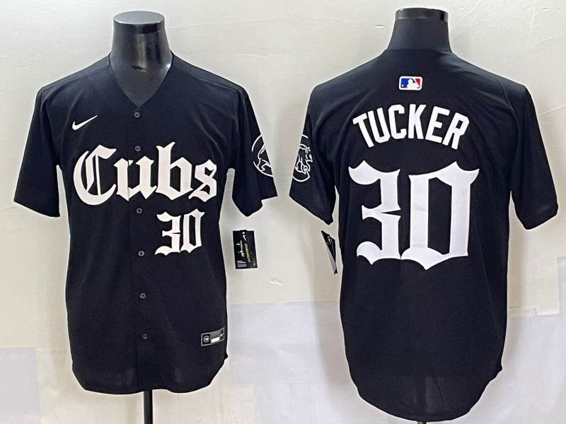 Men's Chicago Cubs Kyle Tucker Black Replica Player Jersey baseball jersey product view 1