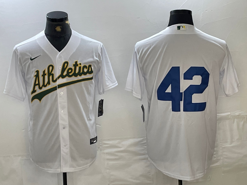 Men's Oakland Athletics #42 White 2024 Jackie Robinson Day Home Limited Jersey baseball jersey product view 1