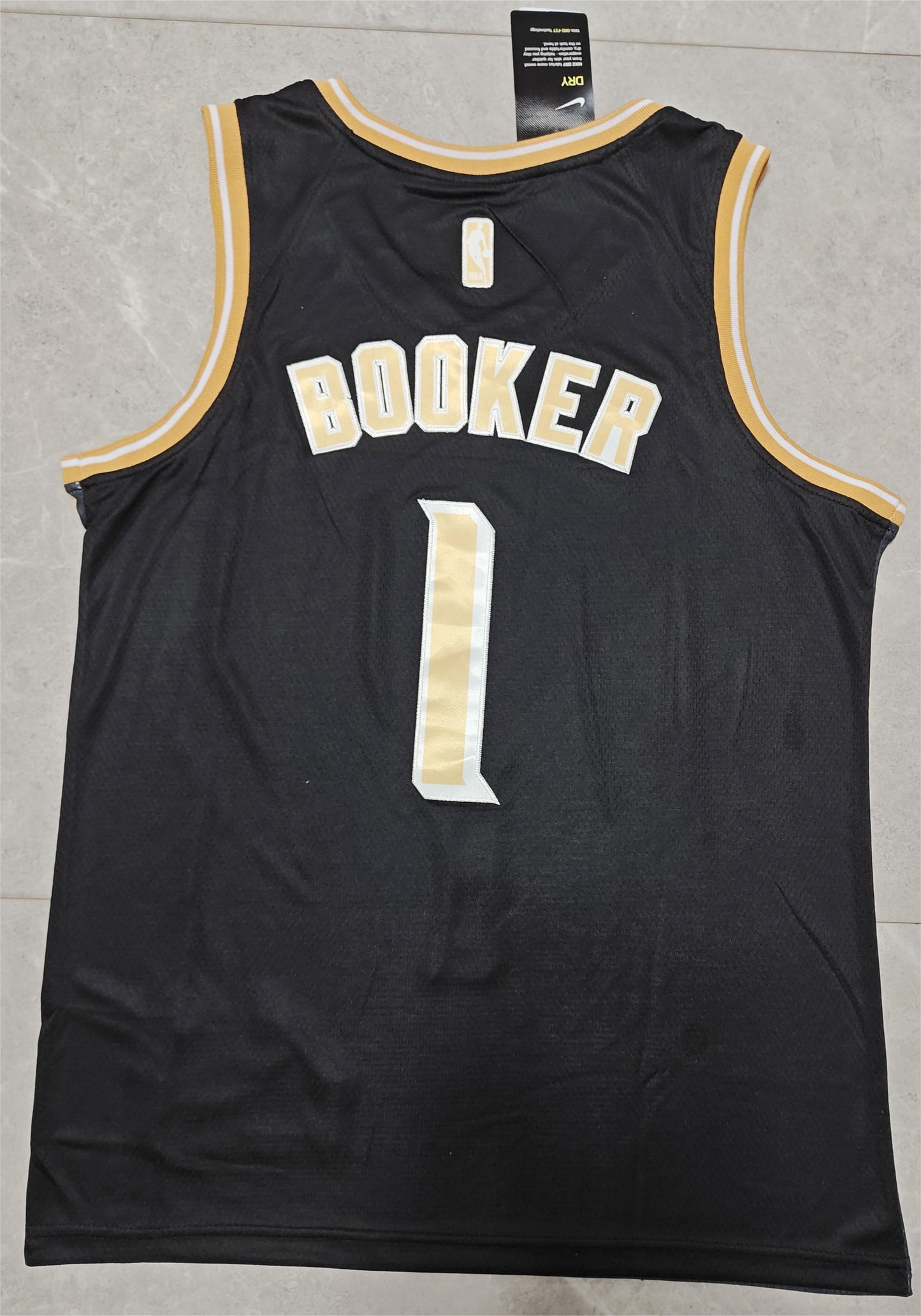 24 Suns #1 Booker Black and Gold Jersey basketball jersey product view 3