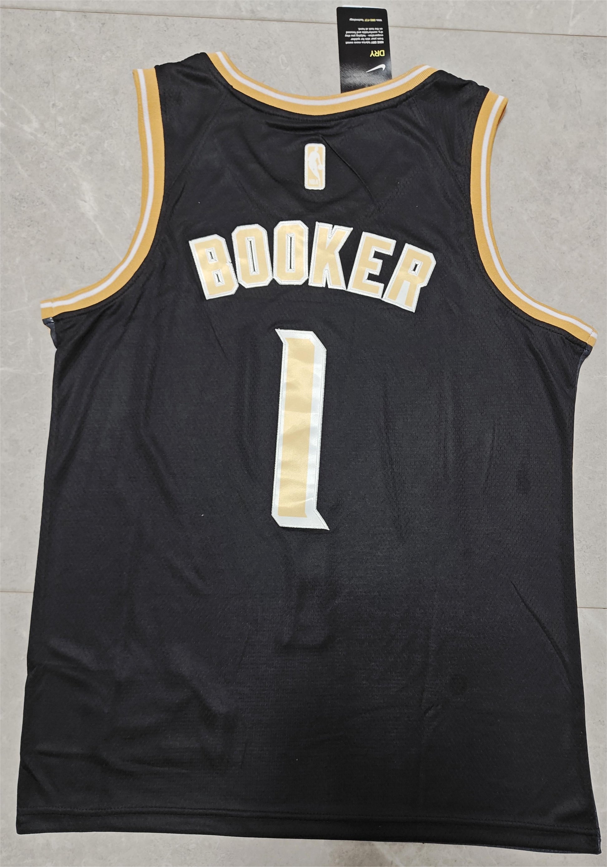 24 Suns #1 Booker Black and Gold Jersey basketball jersey product view 3