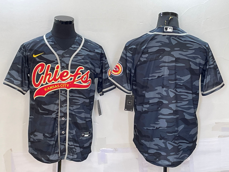 Men's Kansas City Chiefs Grey Camouflage Blank Jersey1 football jersey product view 1