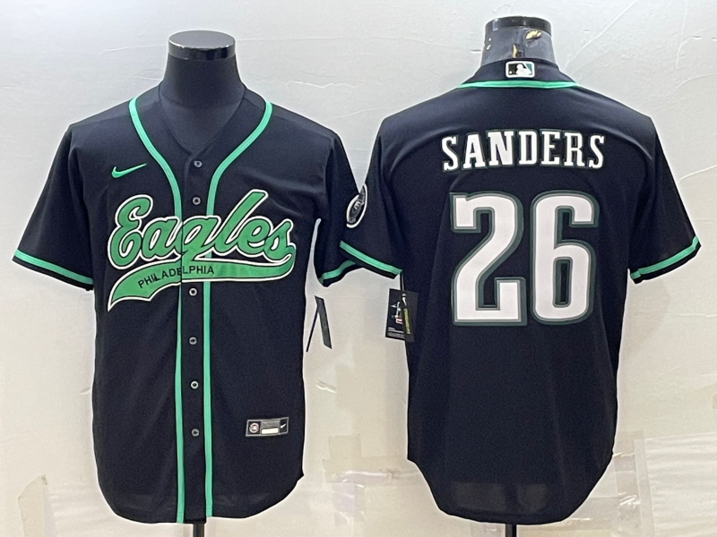 Men's Philadelphia Eagles Miles Sanders Black Game Jersey Joint Edition football jersey product view 1