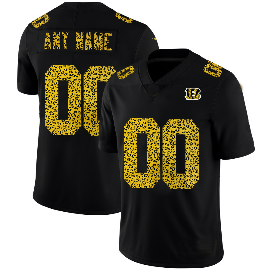 Custom1 Cincinnati Bengals Leopard Print Fashion Vapor Limited Jersey1 Black Stitched American Football Jerseys football jersey product view 1