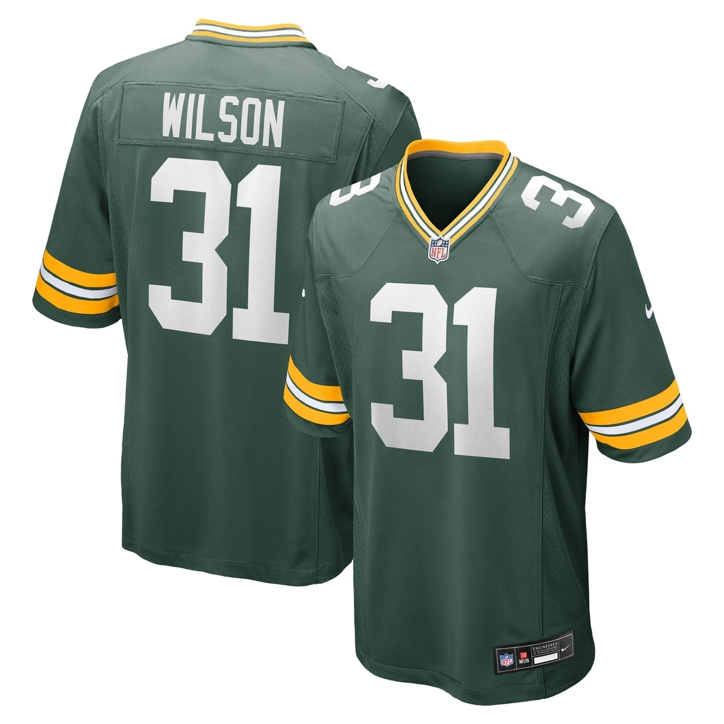 Emanuel Wilson Green Bay Packers Game Jersey - Green football jersey product view 1