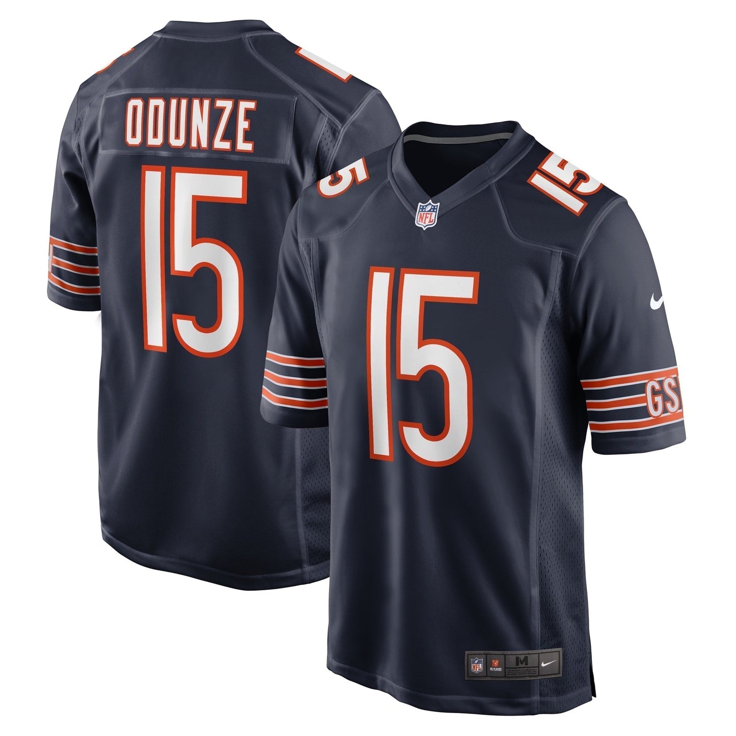 Rome Odunze Chicago Bears Game Jersey - Navy football jersey product view 1