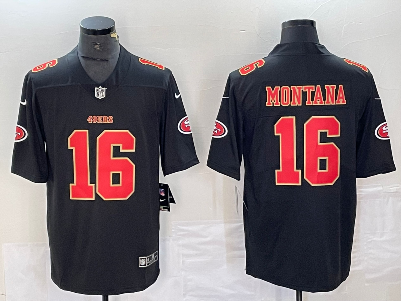 Men's San Francisco 49ers Joe Montana Black Fashion Game Jersey football jersey product view 1