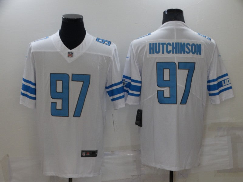 Men's Detroit Lions Aidan Hutchinson #97 White Game Jersey1 football jersey product view 1