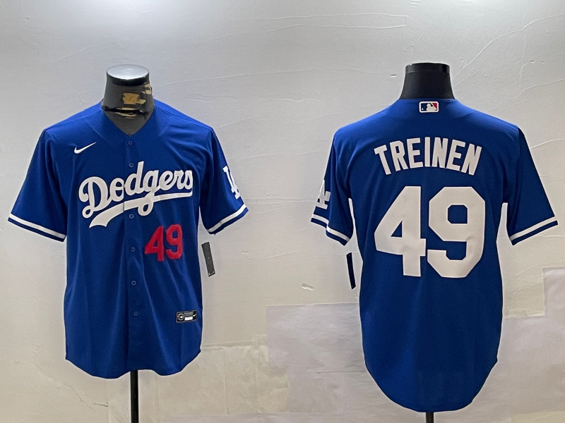 Men's Los Angeles Dodgers Blake Treinen #49 Royal Alternate Replica Player Jersey1 baseball jersey product view 1