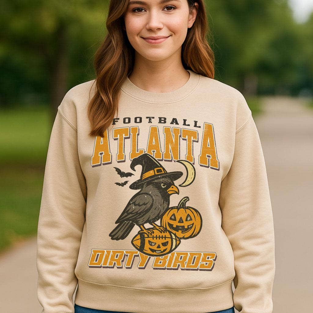 Atlanta Spooky Crow Pumpkin Football Shirt Unisex T-shirt, Sweatshirt, Hoodie, Long Sleeve Tee - T-Shirt, Sweatshirt, Hoodie