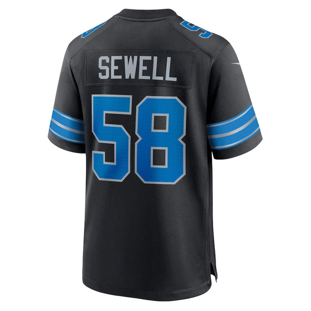 D.Lions #58 Penei Sewell Black 2nd Alternate Game Jersey football jersey product view 1