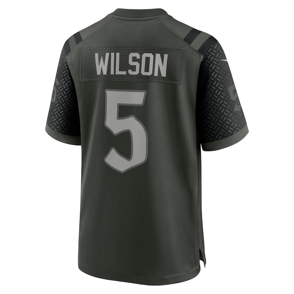 NY.Jets #5 Garrett Wilson Gotham Green 2025 Rivalries Collection Game Jersey sports jersey product view 1
