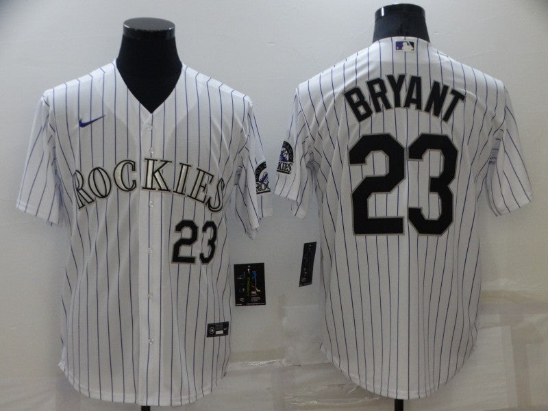 Men's Colorado Rockies Kris Bryant #23 White Replica Baseball Jersey baseball jersey product view 1