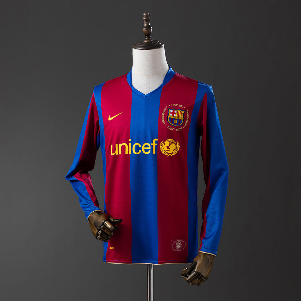 Barcelona 07/08 Home Long Sleeve Retro Jersey sports jersey product view 1