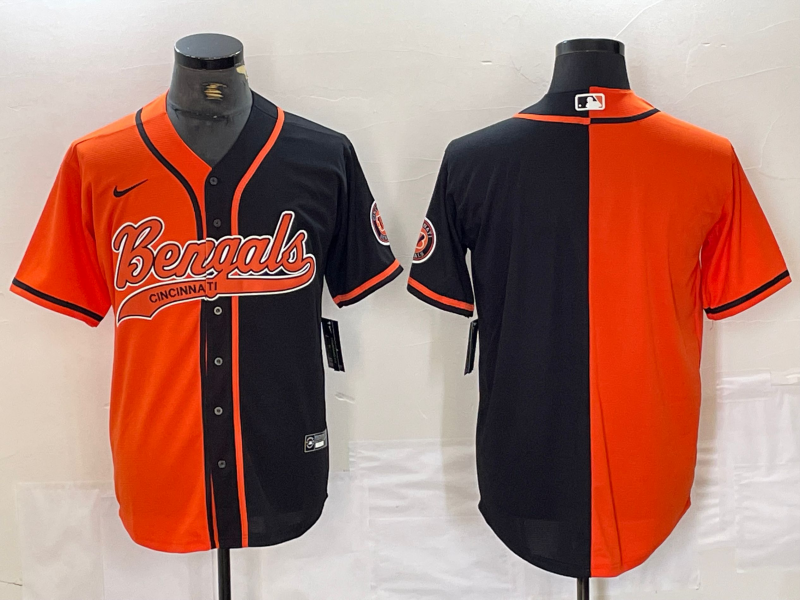 Men's Cincinnati Bengals Orange/Black Blank Jersey1 Joint Edition football jersey product view 1