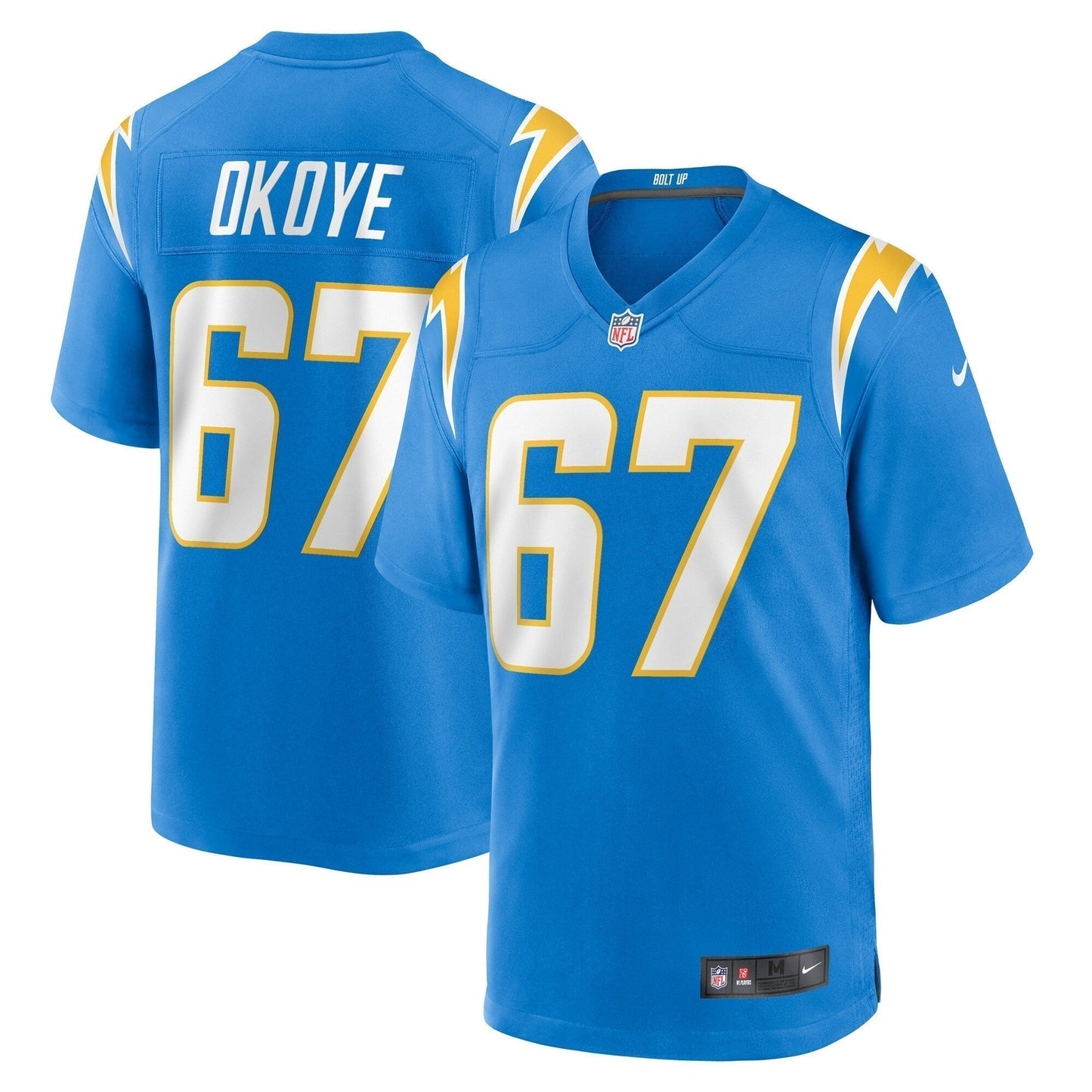 CJ Okoye Los Angeles Chargers Team Game Jersey - Powder Blue football jersey product view 1