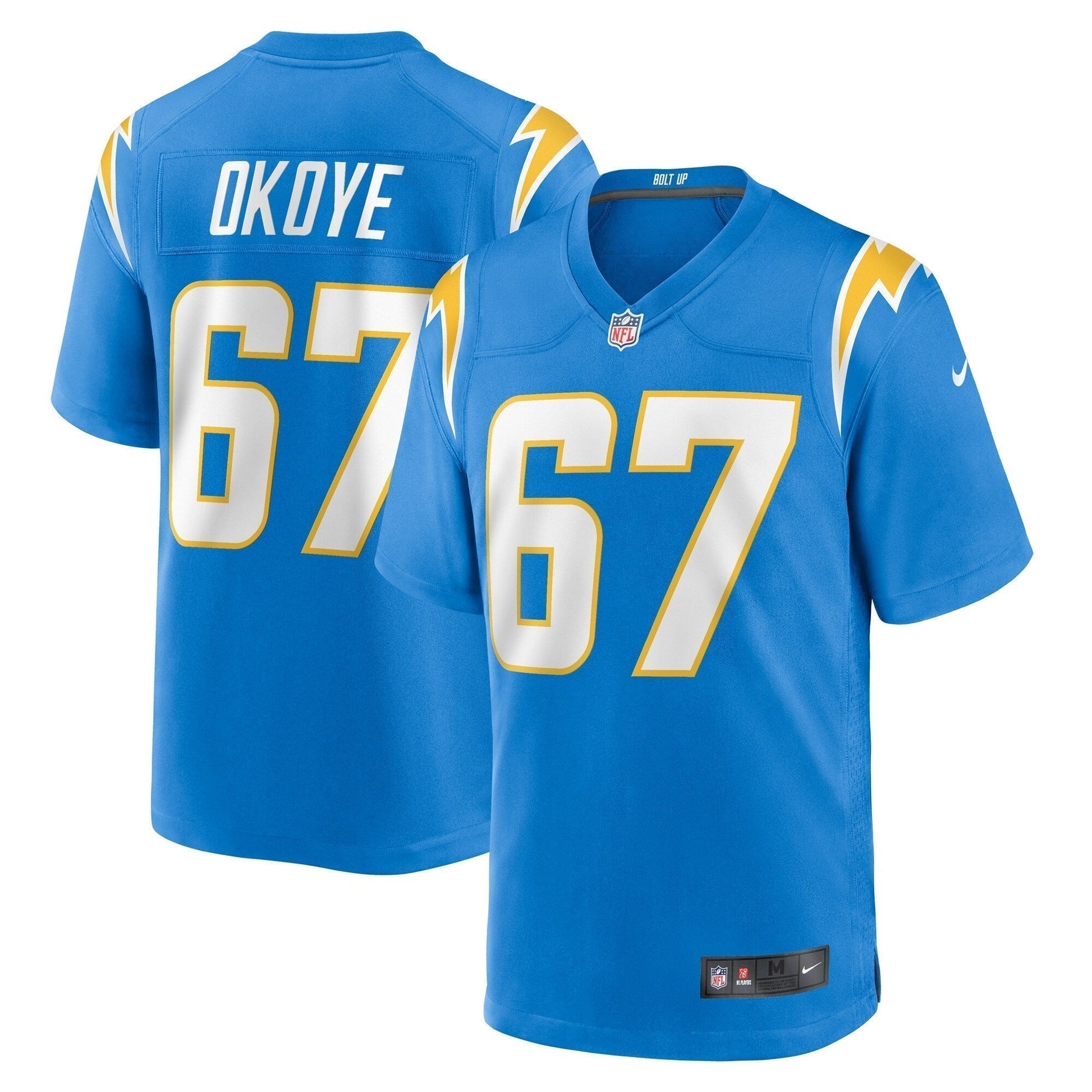 CJ Okoye Los Angeles Chargers Team Game Jersey - Powder Blue football jersey product view 1