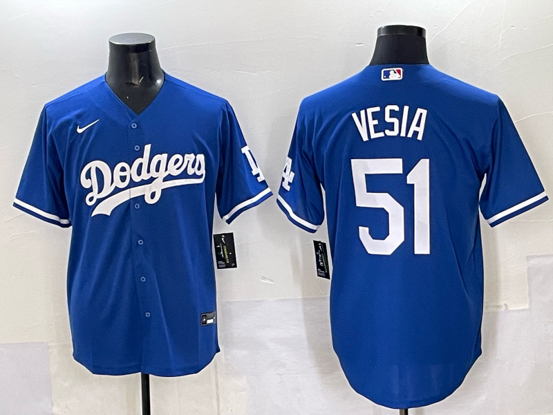 Men's Los Angeles Dodgers Alex Vesia #51 Royal Replica Player Jersey baseball jersey product view 1