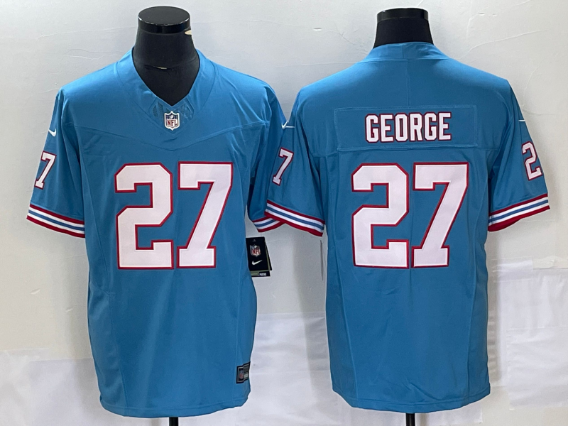 Men's Tennessee Titans Eddie George Light Blue Oilers Throwback Retired Player Game Jersey hockey jersey product view 1