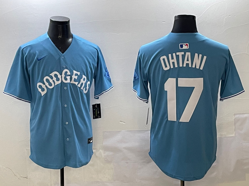 Men's Los Angeles Dodgers Shohei Ohtani Light Blue Limited Player Jersey baseball jersey product view 1